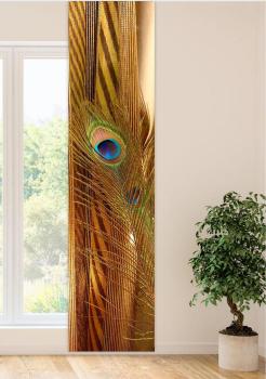 Flächenvorhang goldener Pfau,  Schiebevorhang, Schiebegardine, modern, 60 cm breit, 2,65 m hoch, 3 m hoch